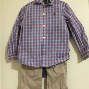 BOY SET OF 3 Button Down Shirt Pants & T-shirt